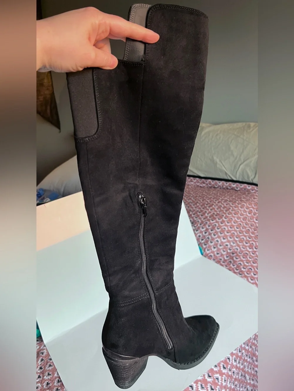 Black Over-the-Knee Suede Boots